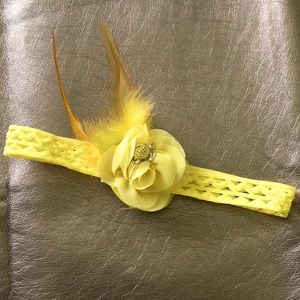 Inventory sale Baby headband yellow feathers turtle